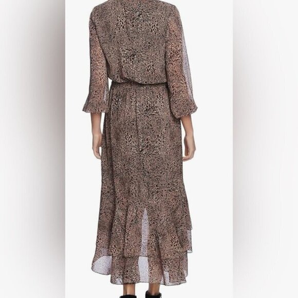 1 State Leopard Print High Low Midi Dress Medium - Picture 2 of 8